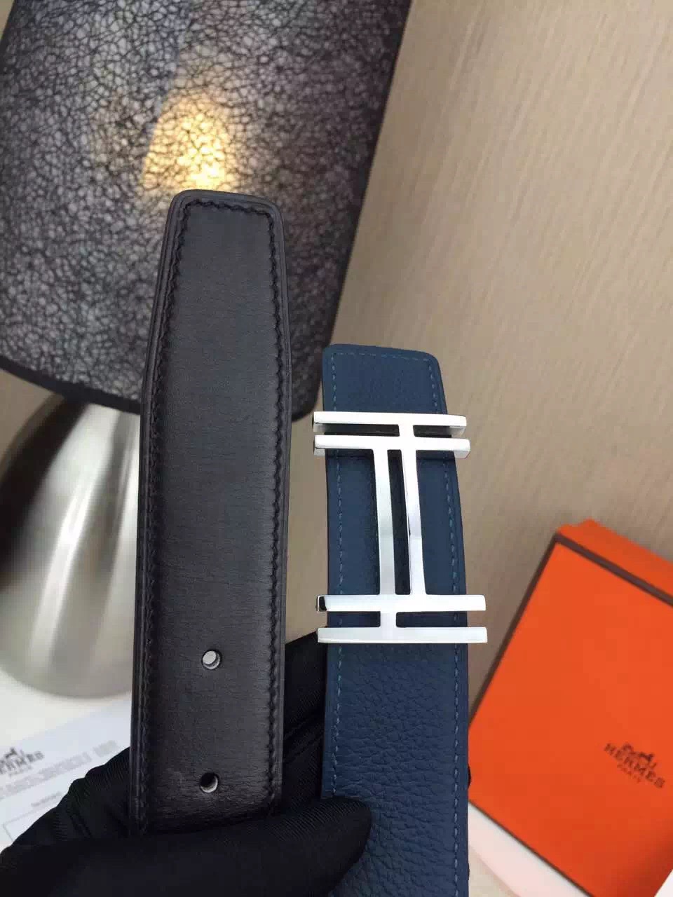 Hermes belt Wholesale Stainless steel silvery buckle with gray palm print Many colors available