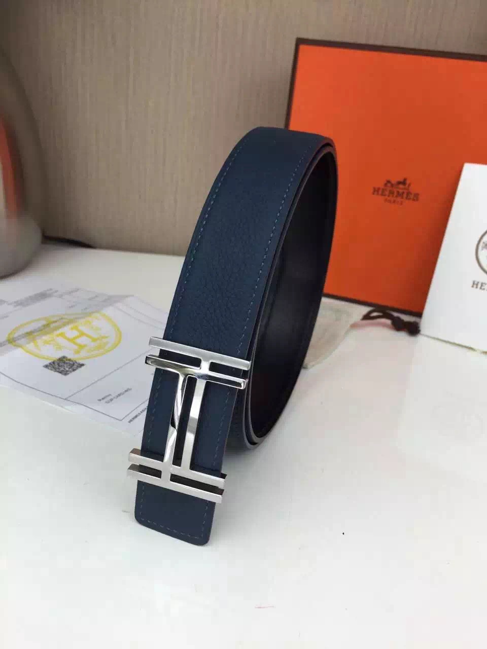 Hermes belt Wholesale Stainless steel silvery buckle with gray palm print Many colors available