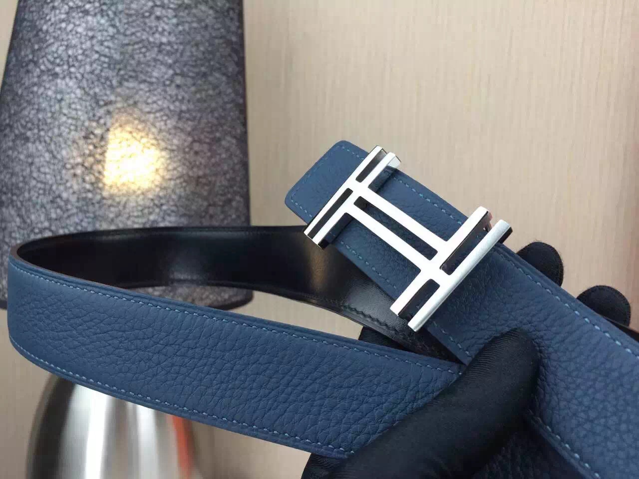 Hermes belt Wholesale Stainless steel silvery buckle with gray palm print Many colors available