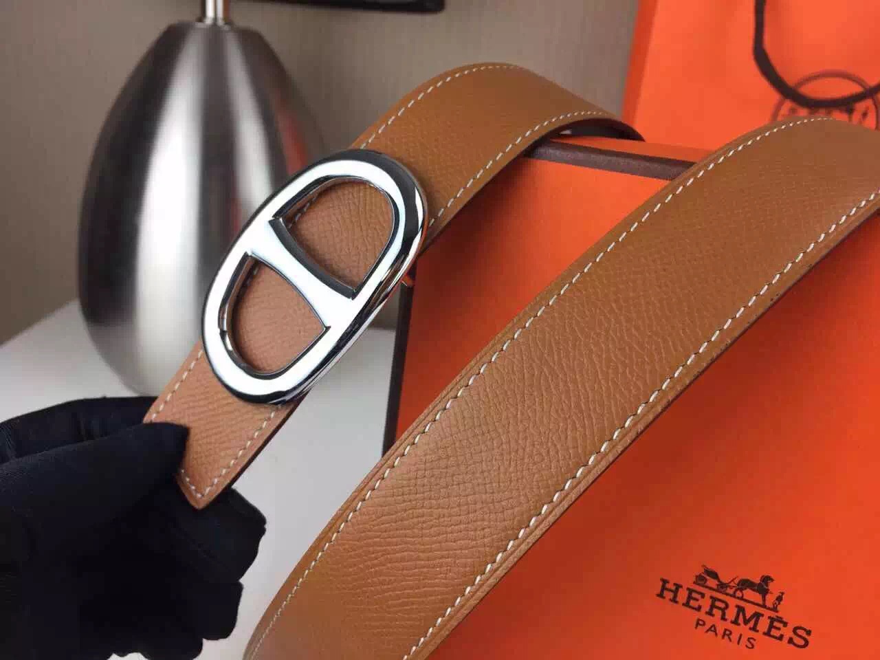 Hermes belt source Fashion Grey plain