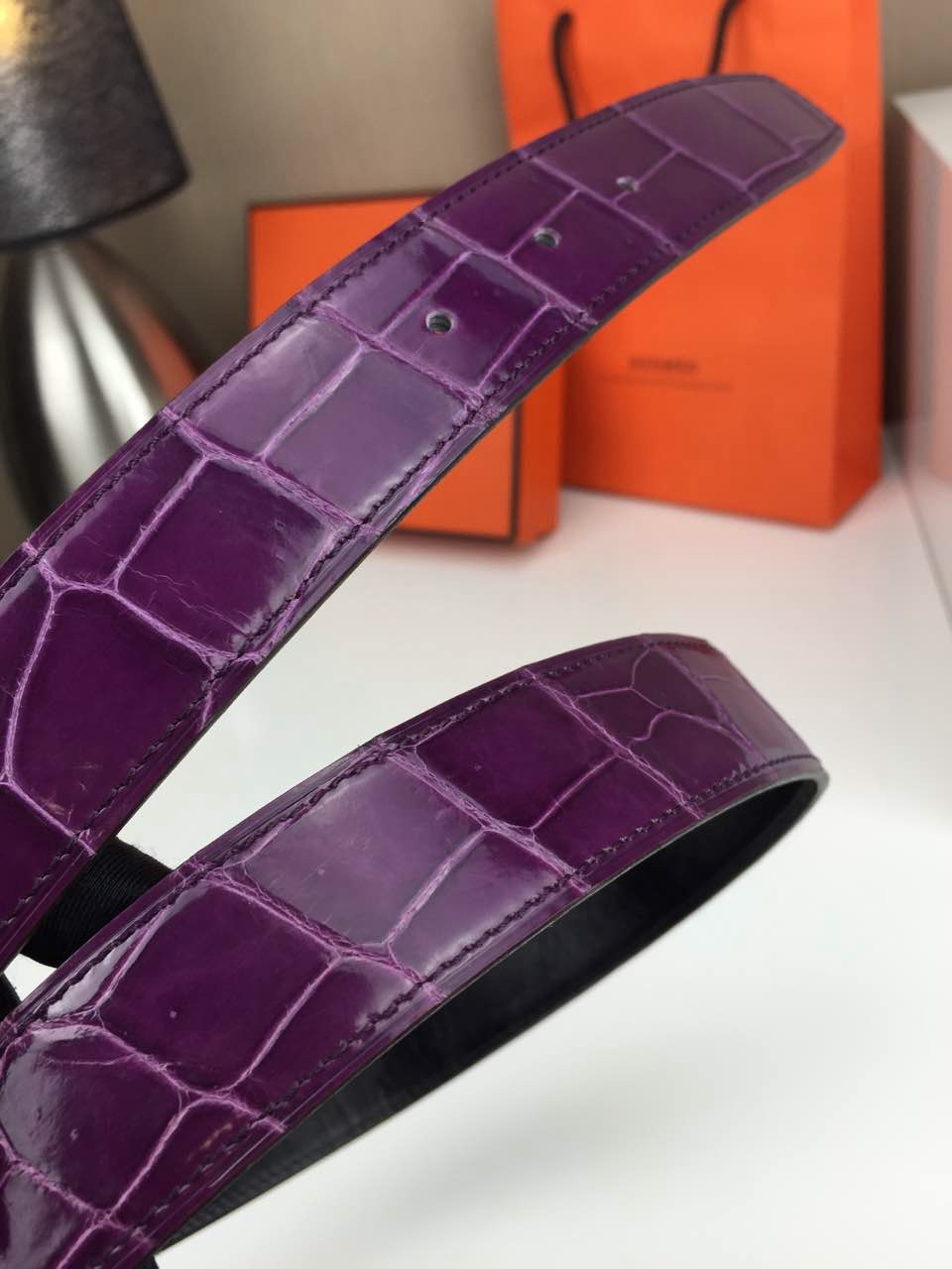 Hermes belt Animal skin Violet