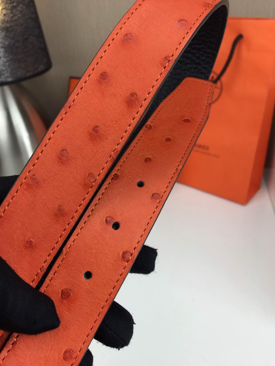 Hermes belt Animal skin Orange