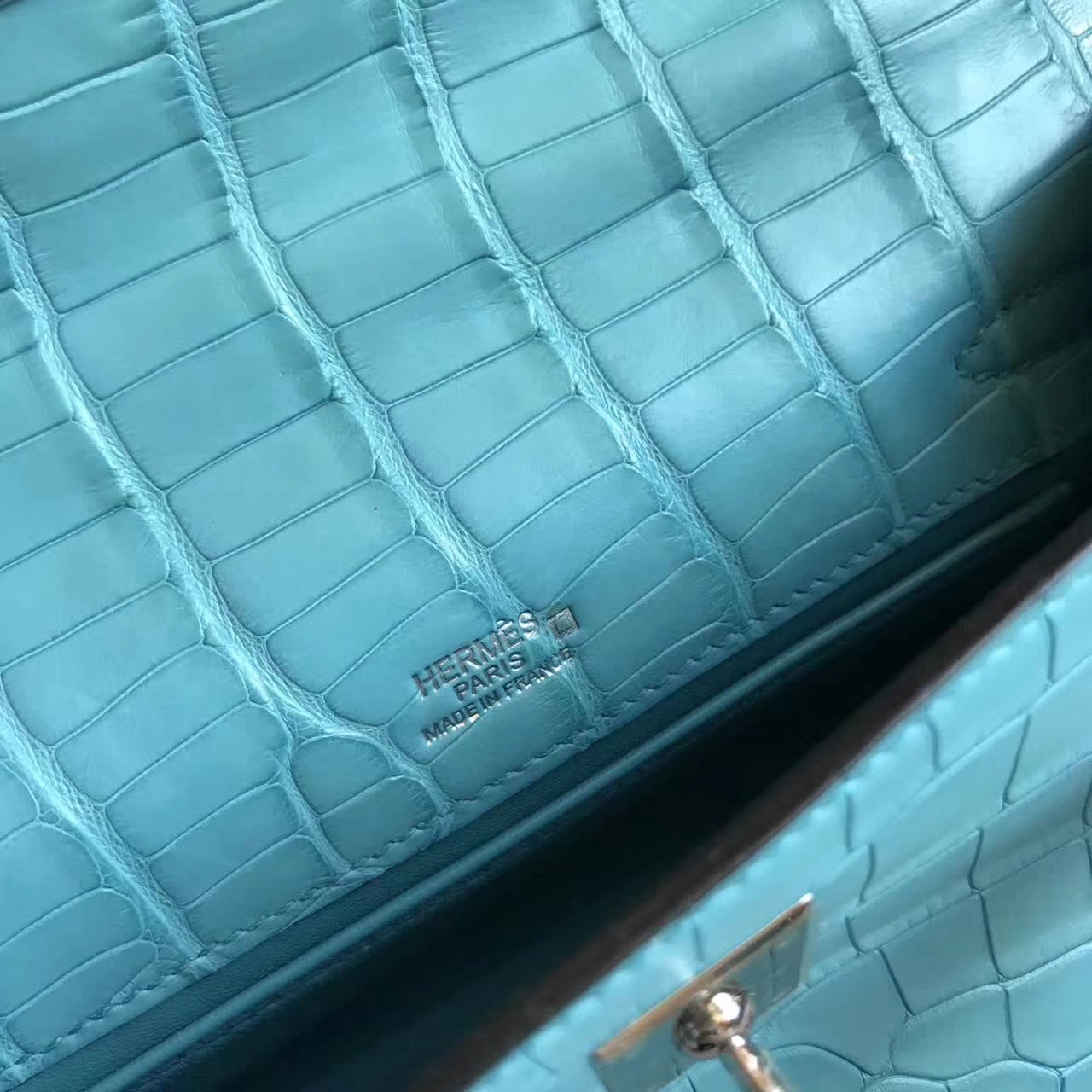 Fashion Hermes Minikelly Pochette 22CM in 3Z Blue Saint-cyr Matt Alligator Leather