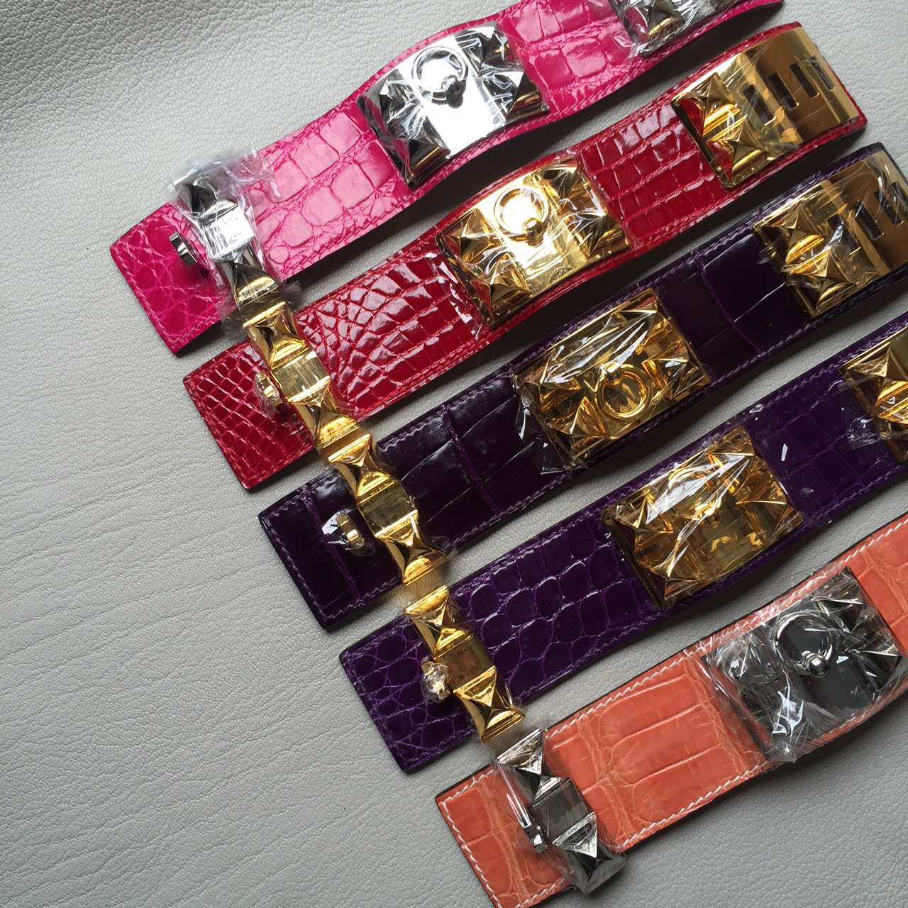 New Fashion Hermes Multi-color Crocodile Leather CDC Women&#8217;s Bracelet