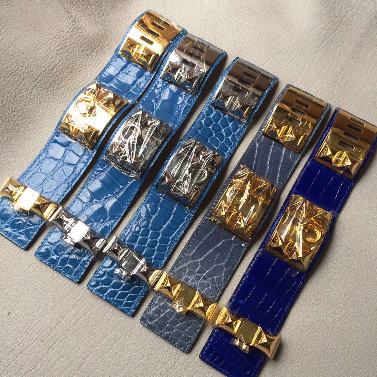 New Fashion Hermes Multi-color Crocodile Leather CDC Women&#8217;s Bracelet