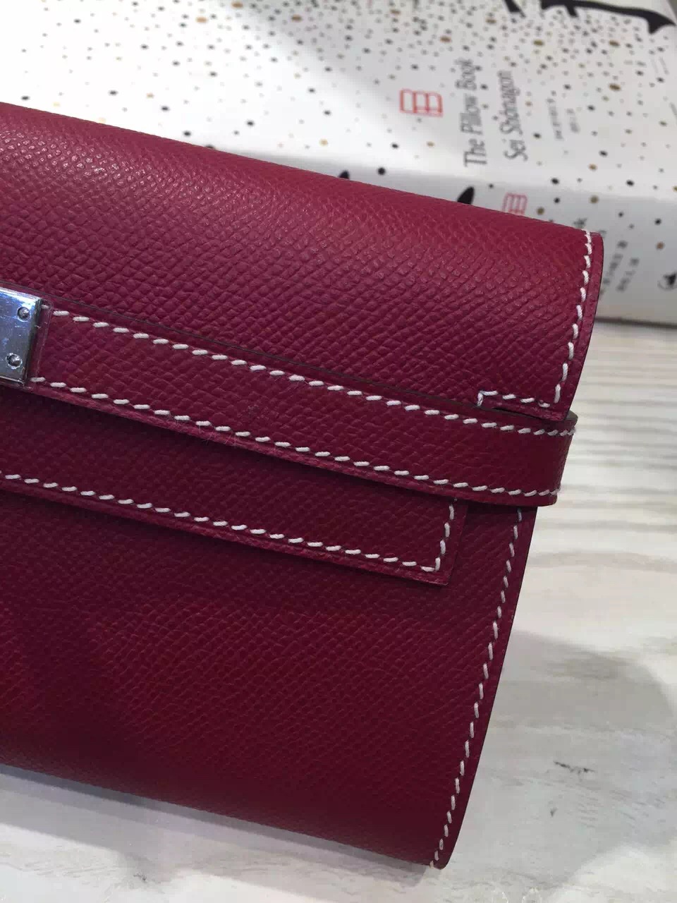 Online Store Hermes Bordeaux Epsom Leather Kelly Long Wallet