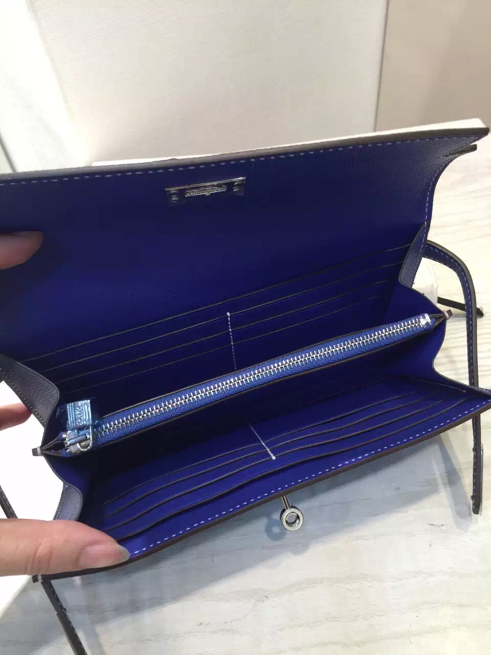 Wholesale Hermes Kelly Wallet Blue Electric Epsom Leather Clutch