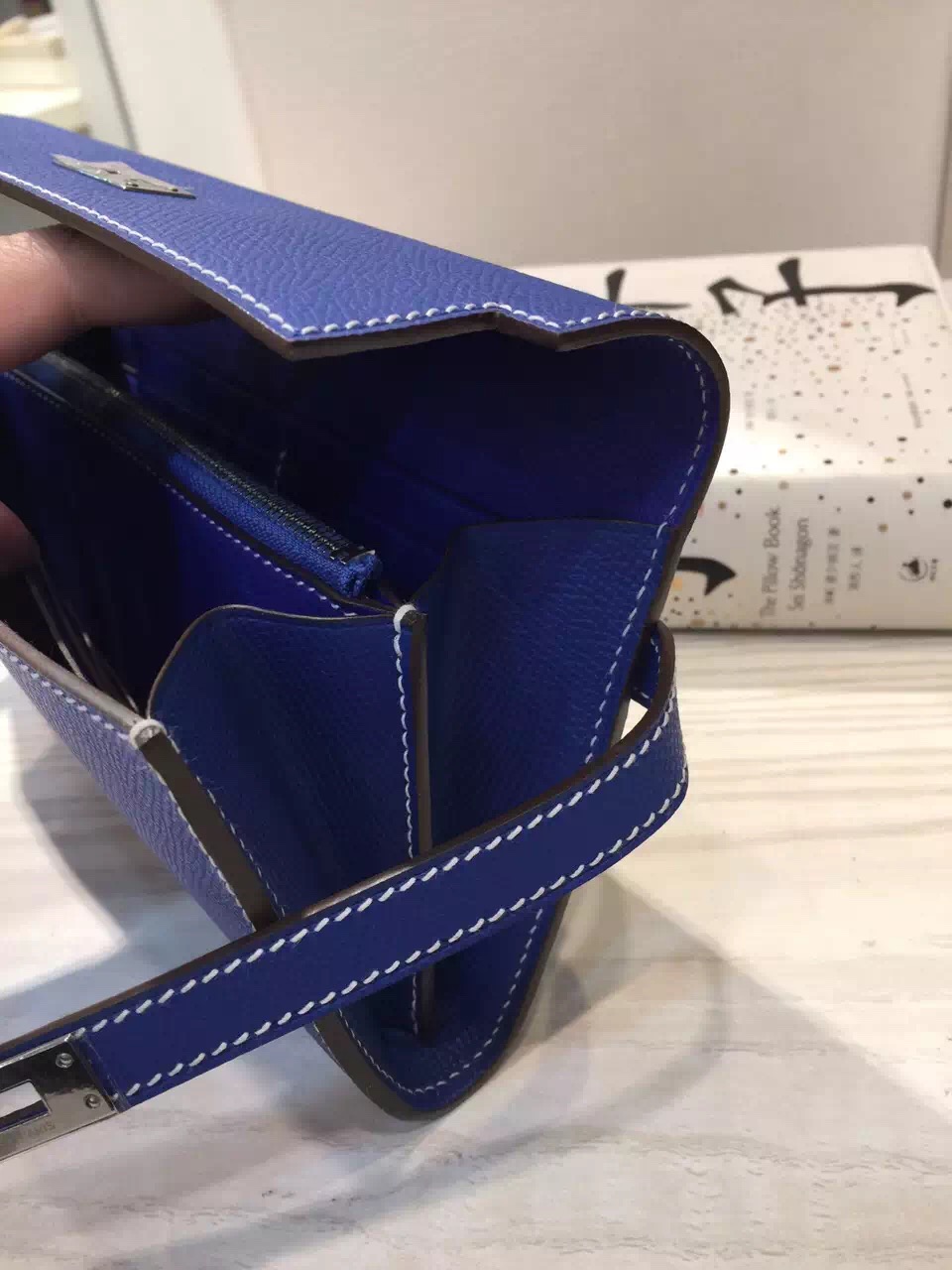 Wholesale Hermes Kelly Wallet Blue Electric Epsom Leather Clutch