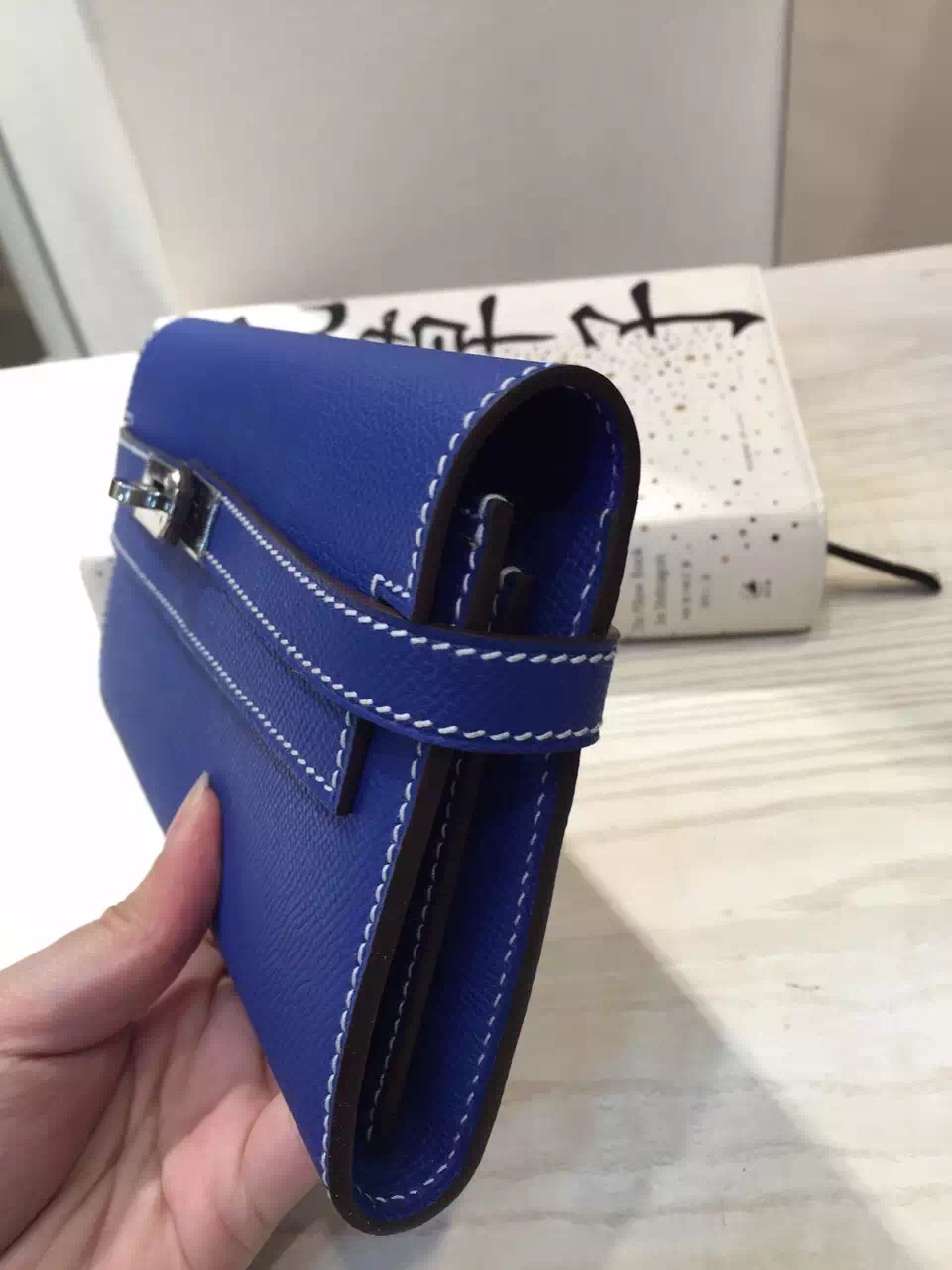 Wholesale Hermes Kelly Wallet Blue Electric Epsom Leather Clutch