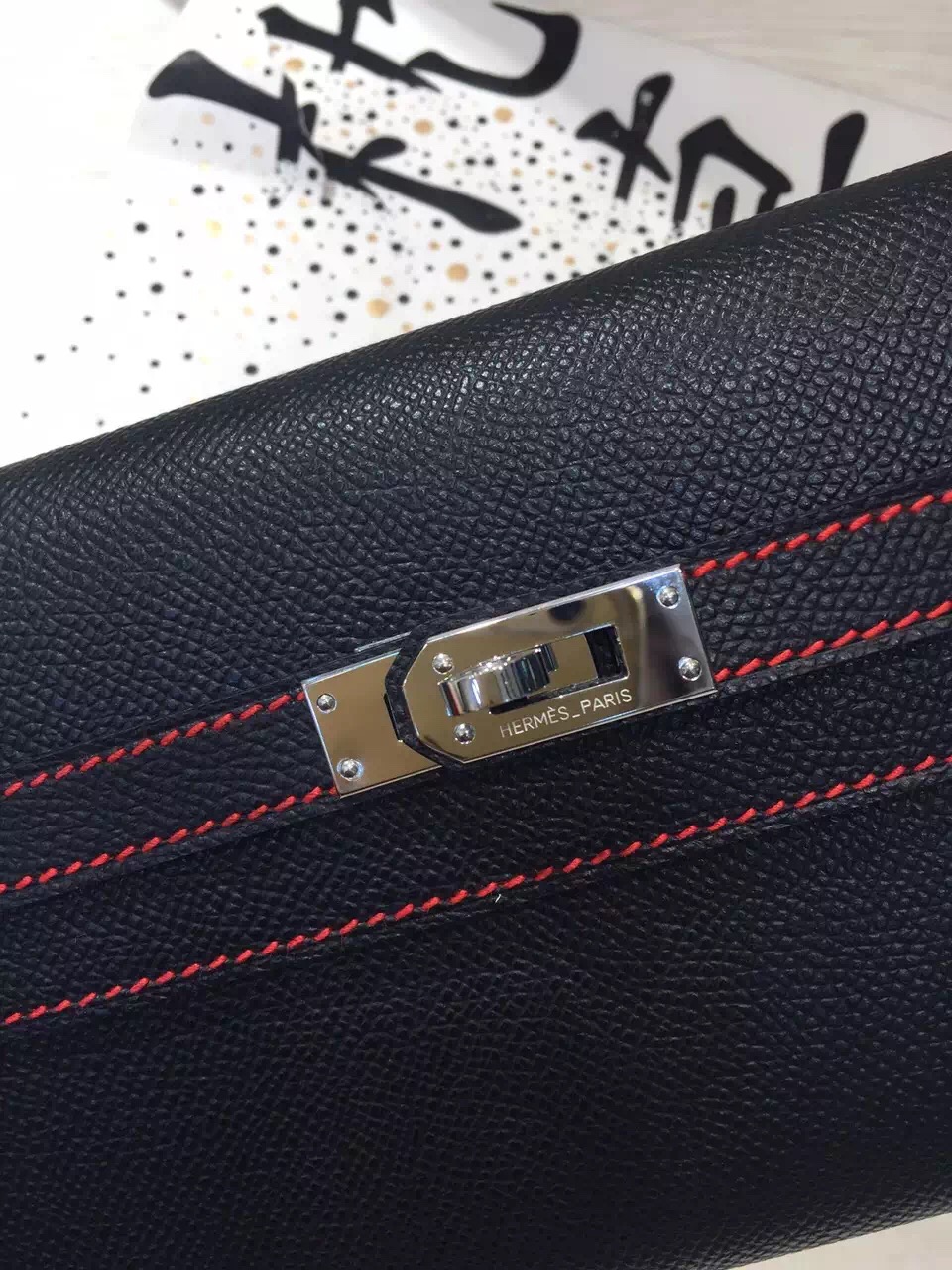 New Fashion Hermes Black Epsom Leather Kelly Long Wallet Purse