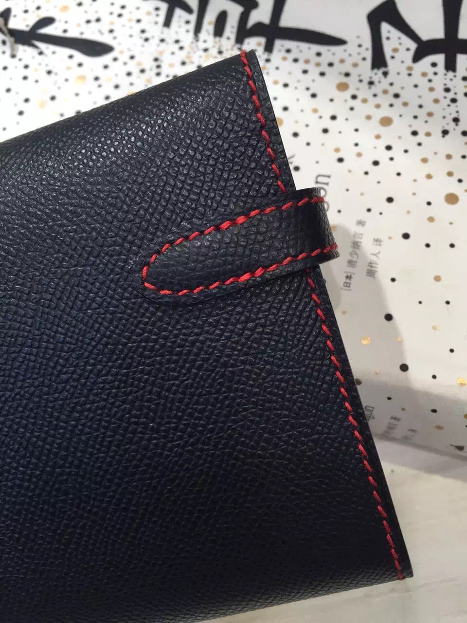 New Fashion Hermes Black Epsom Leather Kelly Long Wallet Purse