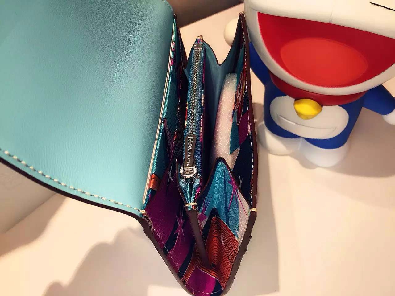 Hermes 3P Lagon Blue Swift Leather Silk’in Small Constance Wallet 14CM