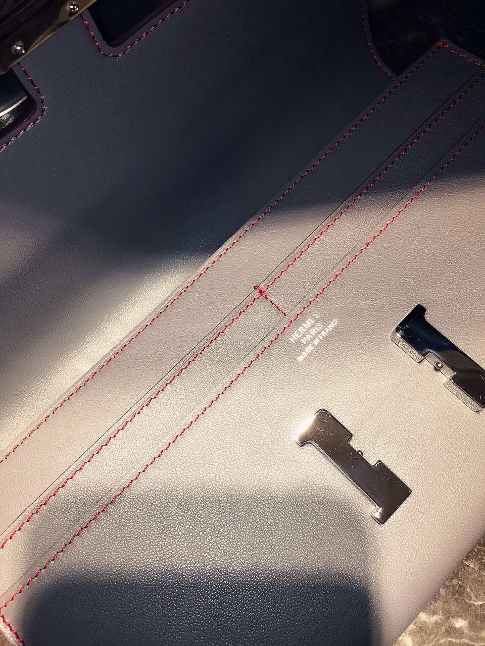 Wholesale Hermes CK18 Etoupe Grey Silk’in Constance Long Wallet Clutch Bag21CM