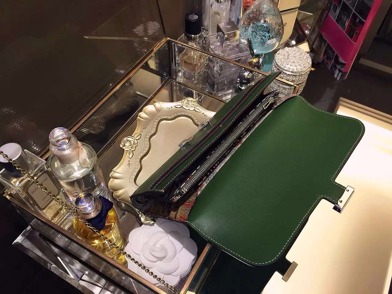 Discount Hermes Silk’in Constance Long Wallet V6 Olive Green Swift Leather 21CM