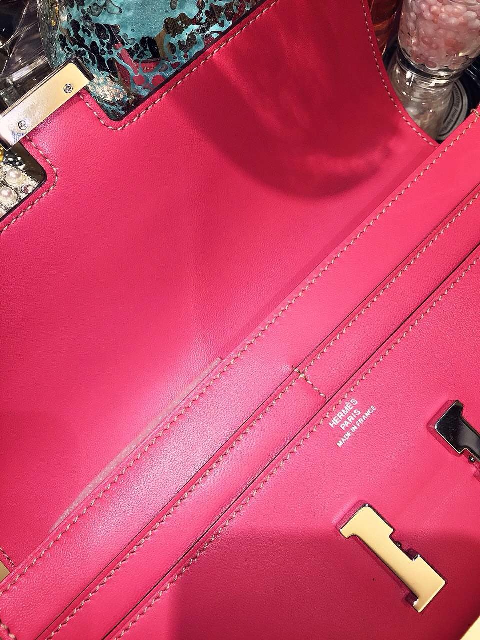 21CM Hermes Silk’in  Constance Long Wallet Fuchsia Pink Swift leather Clutch Bag