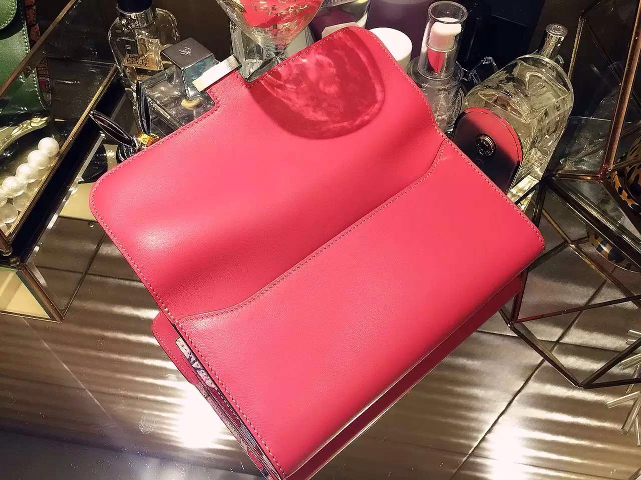 21CM Hermes Silk’in  Constance Long Wallet Fuchsia Pink Swift leather Clutch Bag