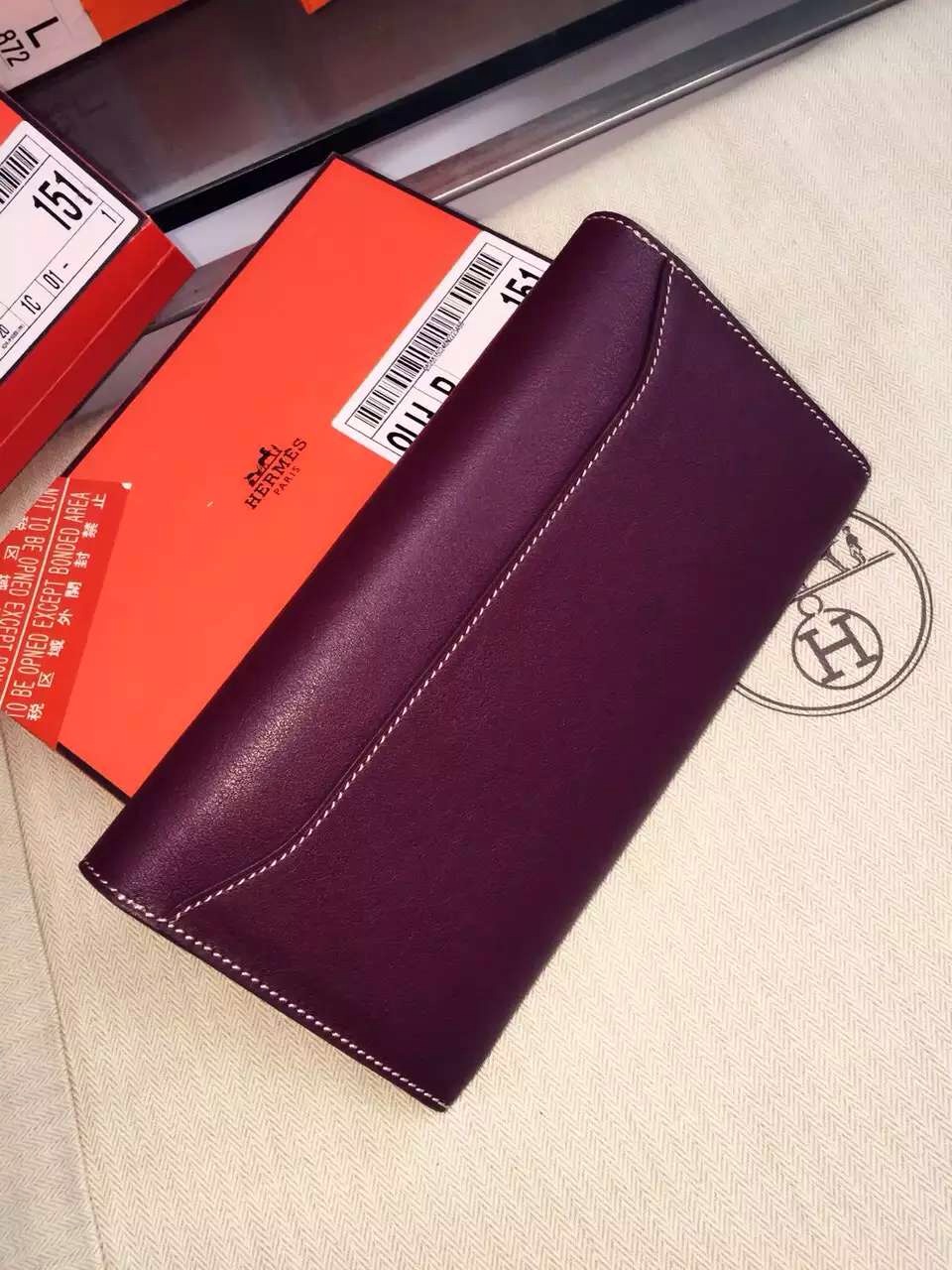 21CM Hermes Bordeaux Swift Leather Constance Women&#8217;s Long Wallet Clutch Handbag