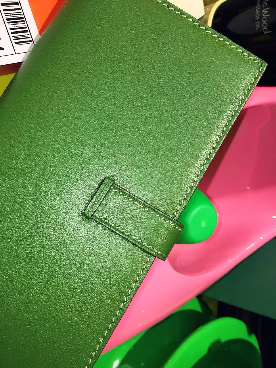 Cheap Hermes Silk&#8217;in Bean Wallet Swift leather V6 Olive Green 19CM