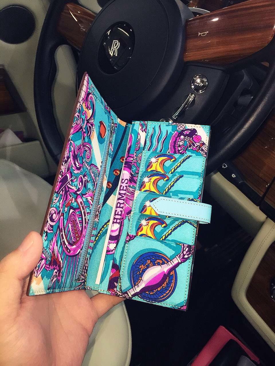 Discount Hermes Silk’in Series Bean Wallet 3P Lagon Blue Swift Leather Long Purse