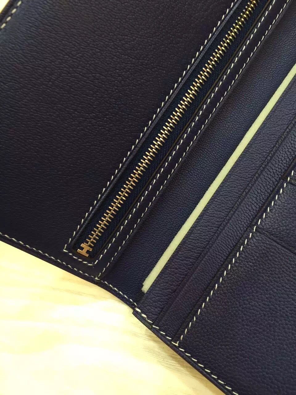 Custom-Made Hermes Blue Electric Epsom Leather Bearn Wallet Long Purse Women&#8217;s Clutch