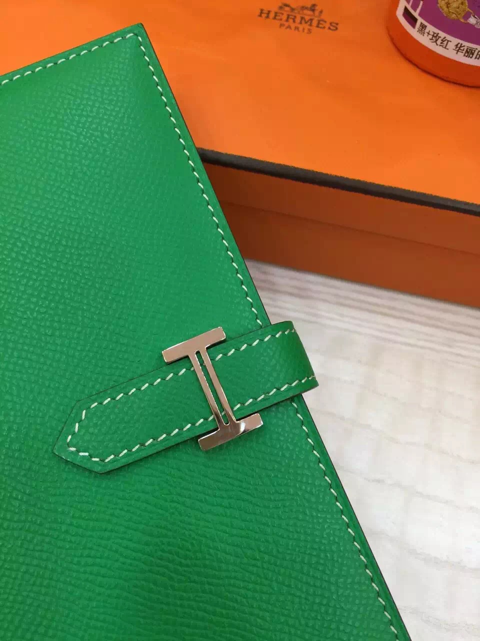 Luxury Hermes Bearn Wallet Long Purse Bamboo Green Epsom Leather Ladies&#8217; Clutch