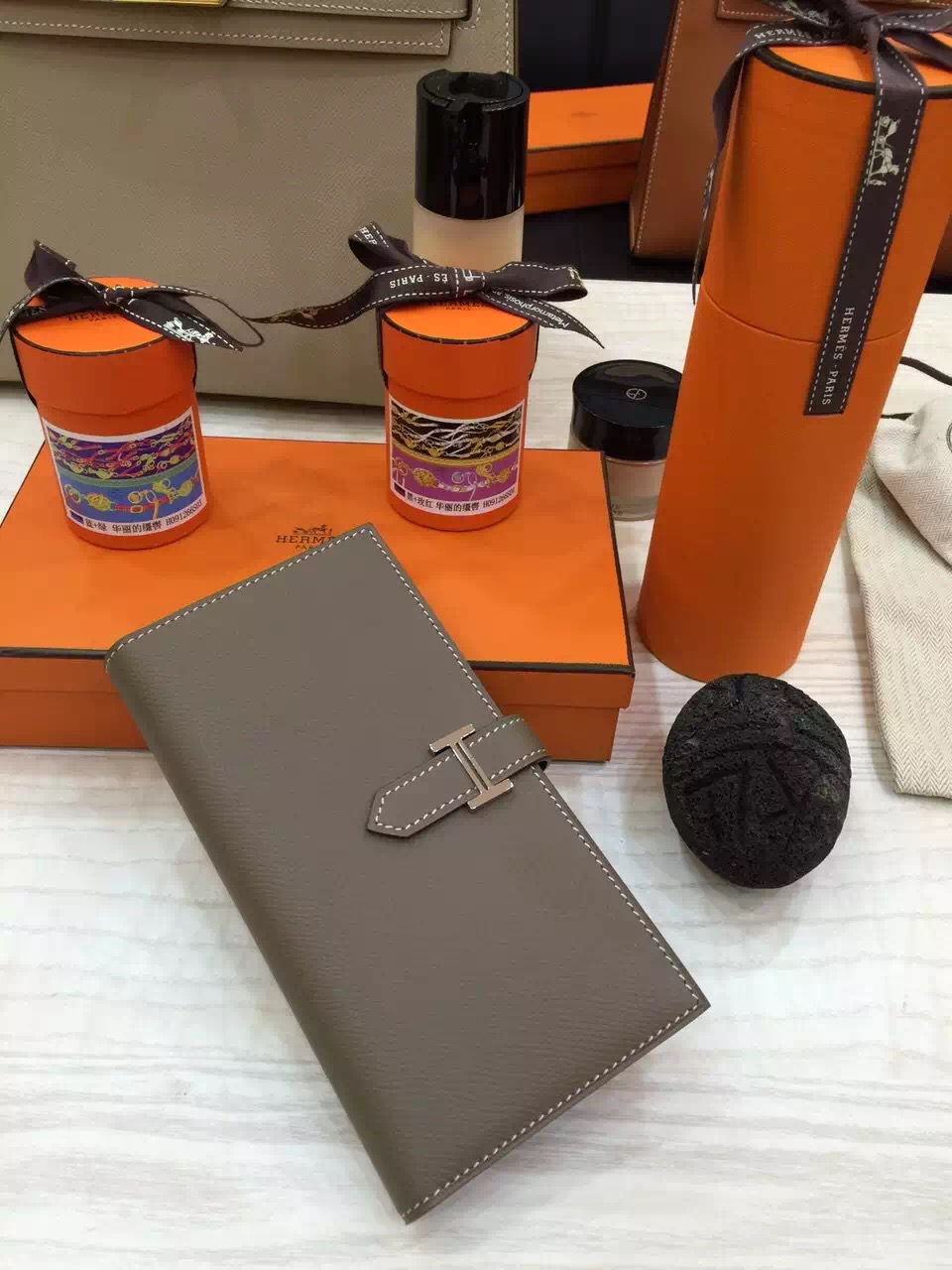 Hermes Vip Customize Epsom Leather Bearn Wallet Women&#8217;s Clutch Bag Multi-color
