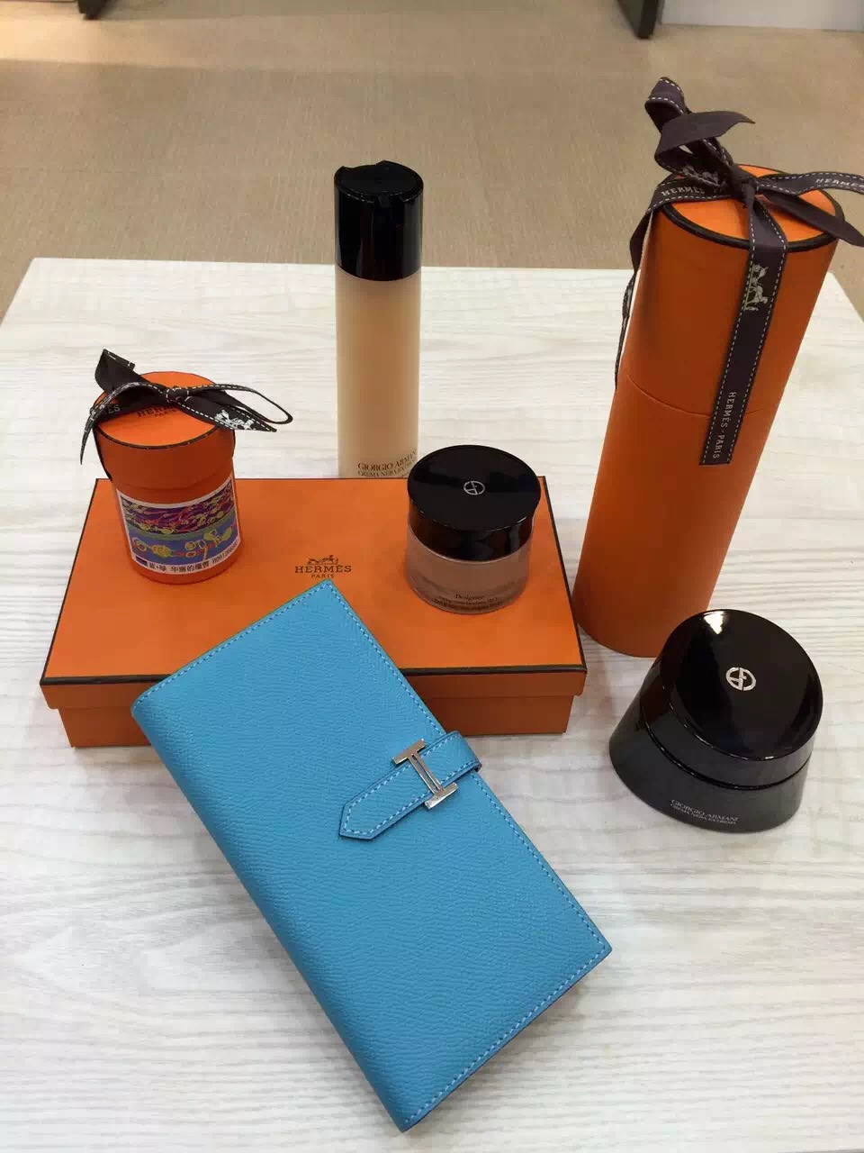 Hermes Vip Customize Epsom Leather Bearn Wallet Women&#8217;s Clutch Bag Multi-color