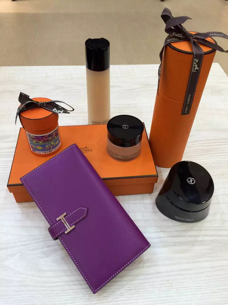 Hermes Vip Customize Epsom Leather Bearn Wallet Women&#8217;s Clutch Bag Multi-color