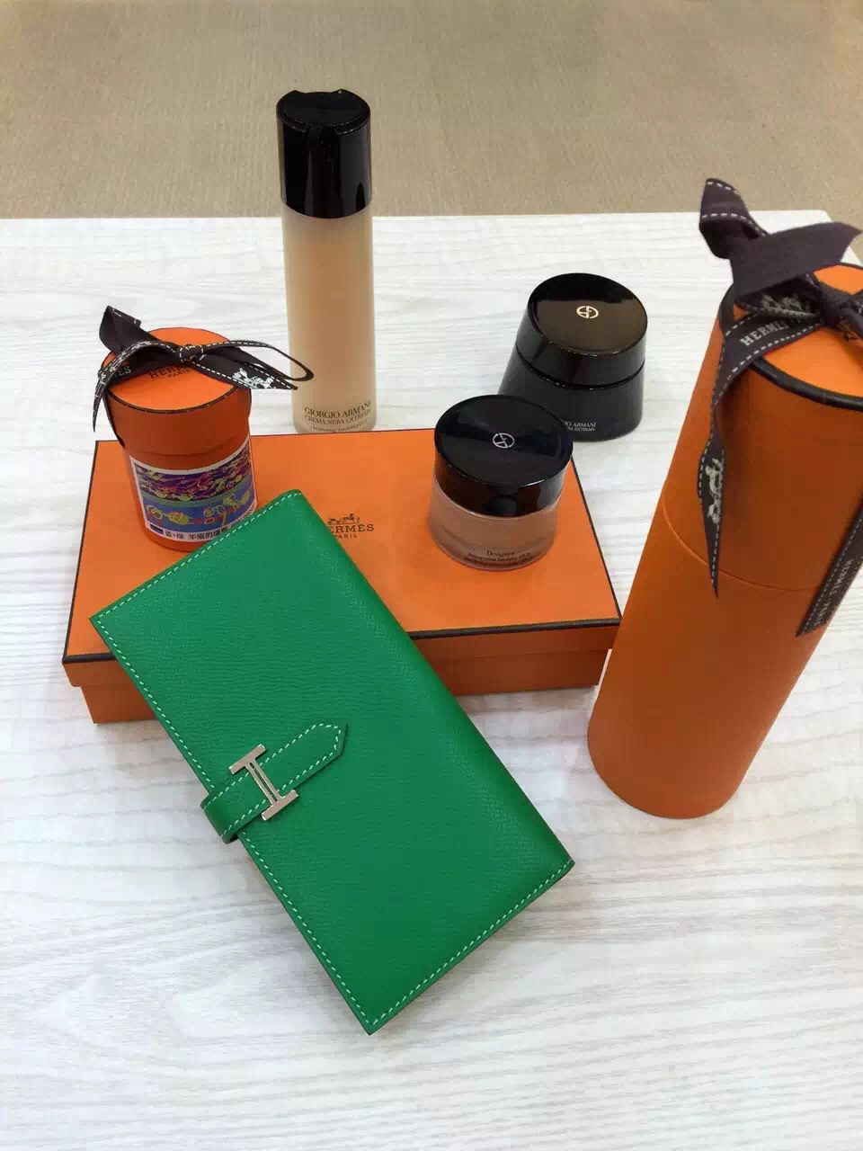 Hermes Vip Customize Epsom Leather Bearn Wallet Women&#8217;s Clutch Bag Multi-color