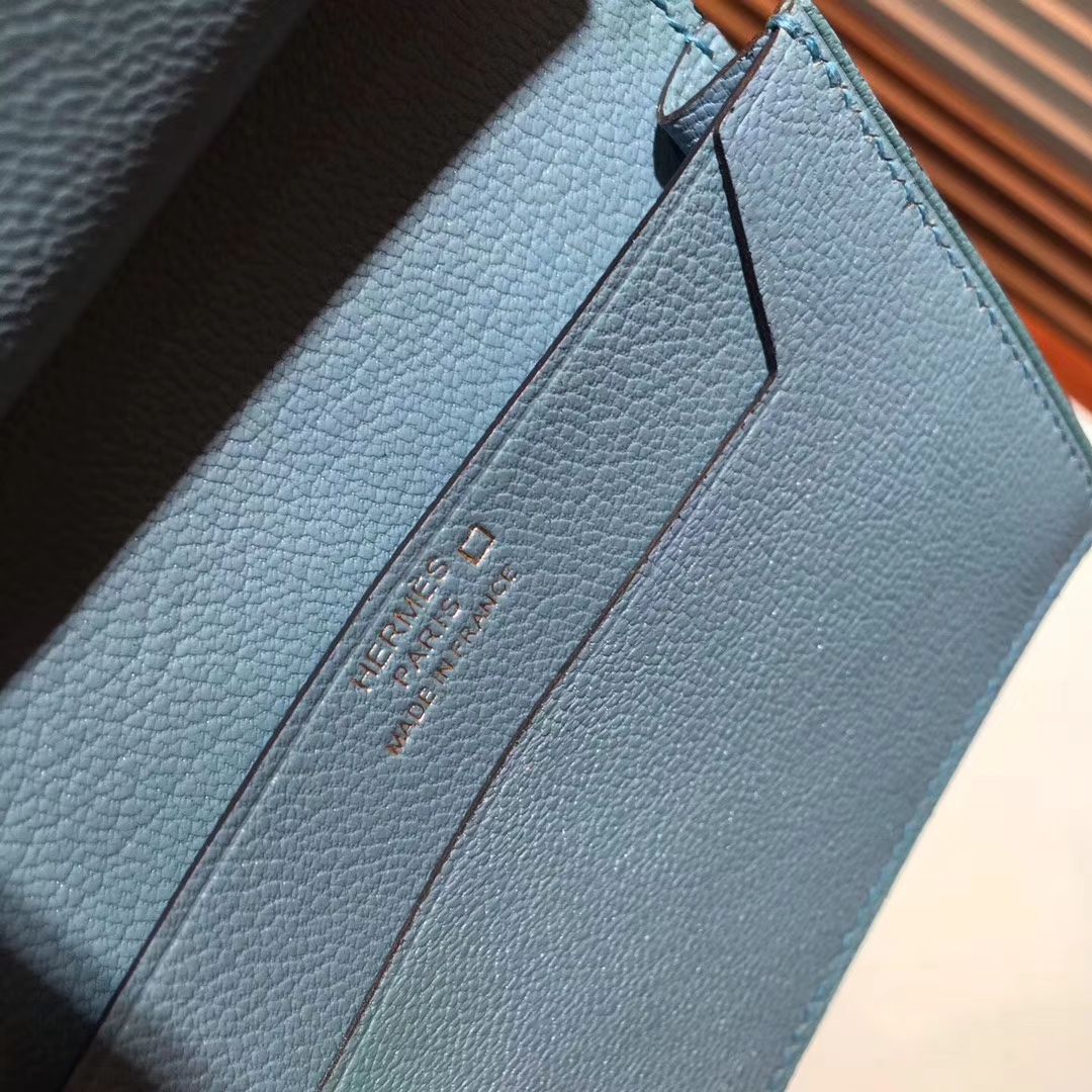 Discount Hermes Blue Crocodile Matt Leather H Buckle Bearn Wallet