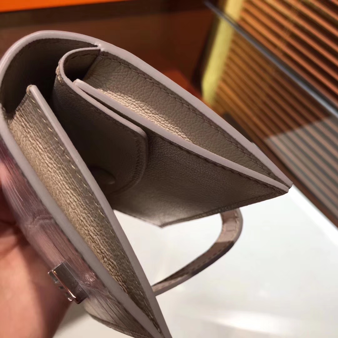 Wholesale Hermes Himalaya Crocodile Leather H Buckle Bearn Wallet