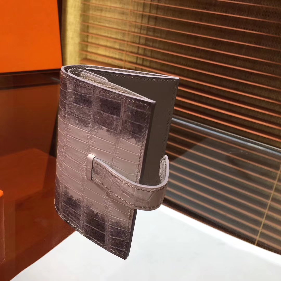 Wholesale Hermes Himalaya Crocodile Leather H Buckle Bearn Wallet