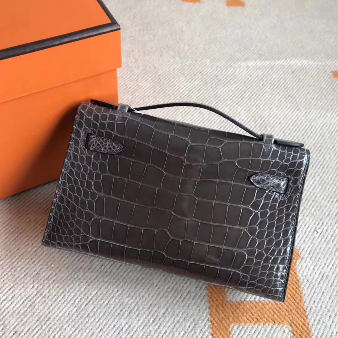 Hermes New Color Crocodile Leather Minikelly Pochette 22CM Clutch Bag