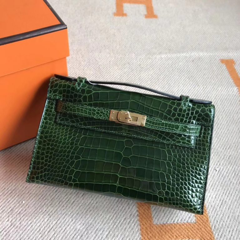 Hermes Minikelly Pochette Clutch Bag 22cm Crocodile Leather