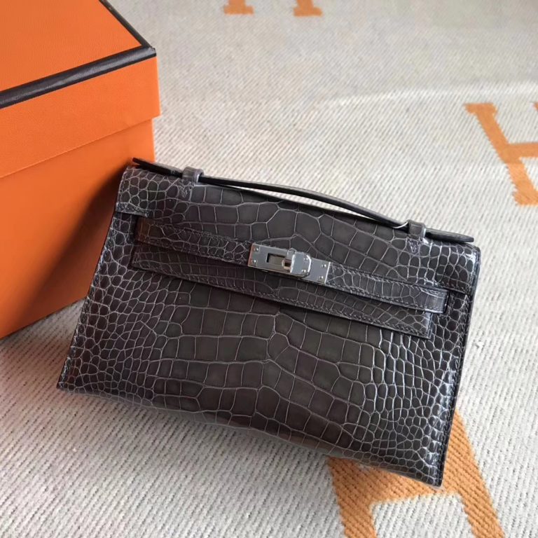 Hermes Minikelly Pochette Evening Clutch Bag Crocodile Leather