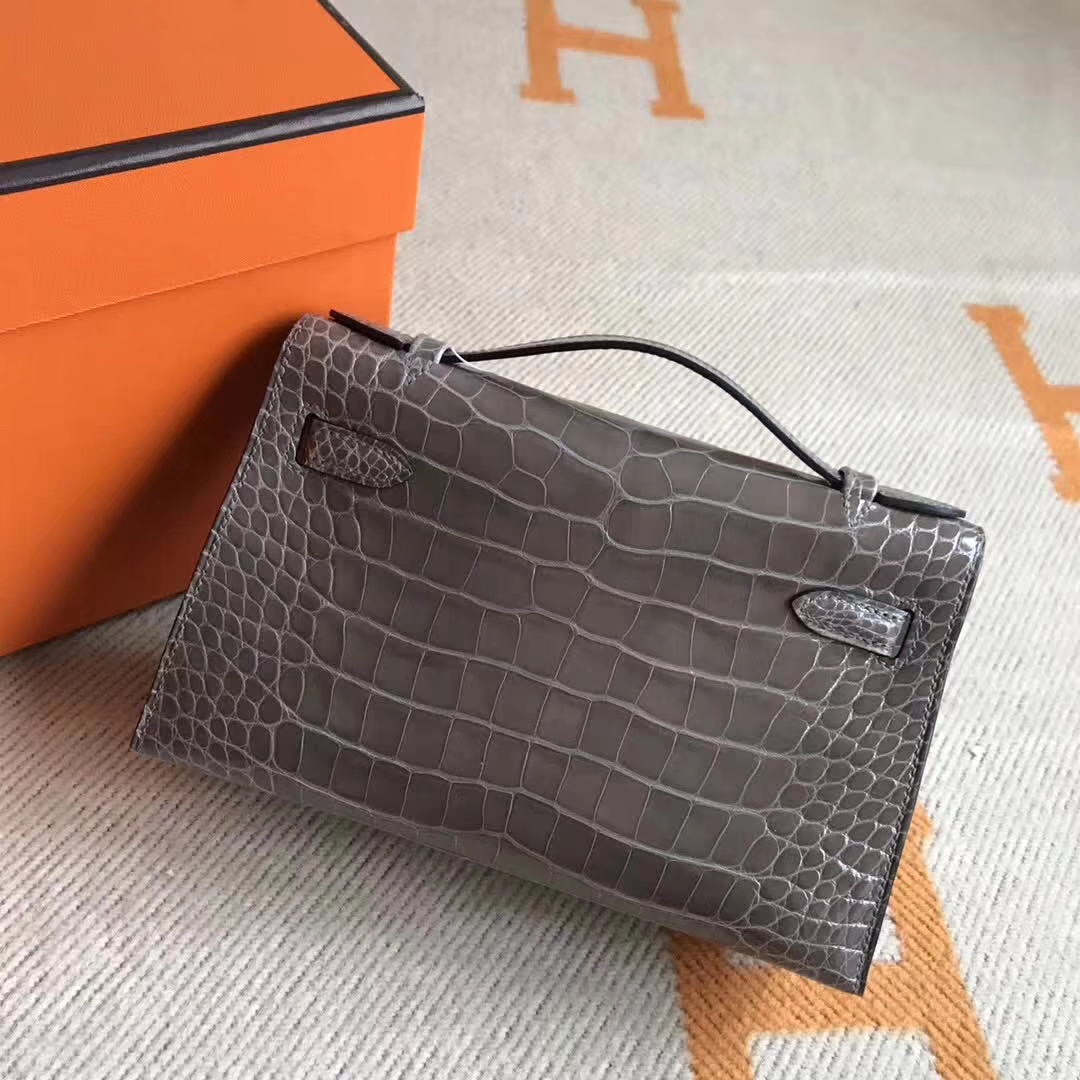 On Sale Hermes Crocodile Leather Minikelly Pochette Clutch Bag22CM