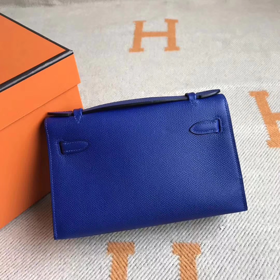 Wholesale Hermes Epsom Calfskin Minikelly Clutch Bag 22CM in 7T Blue Electric