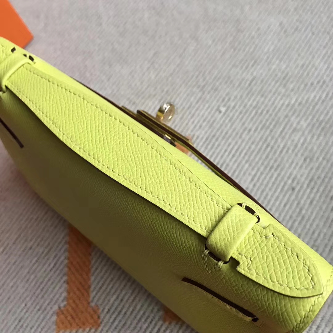 New Arrival Hermes C9 Soupre Yellow Epsom Calfskin Minikelly Pochette 22CM