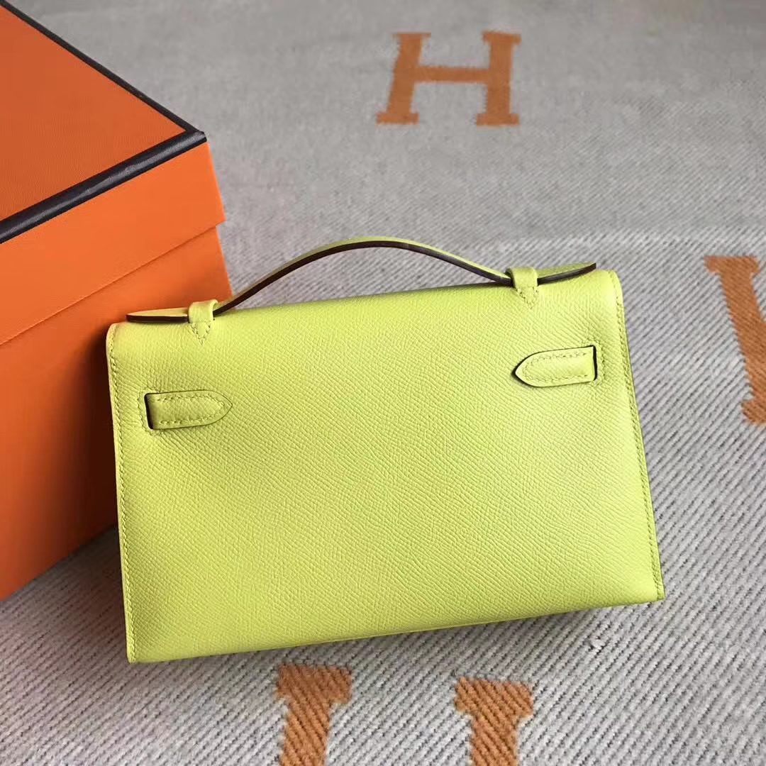 New Arrival Hermes C9 Soupre Yellow Epsom Calfskin Minikelly Pochette 22CM