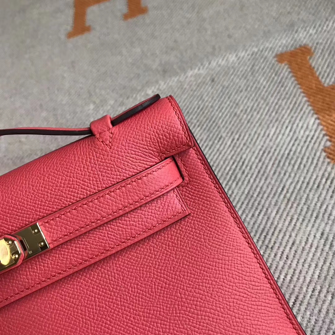Discount Hermes T5 Peach Pink Epsom Calfskin Minikelly Pochette 22CM