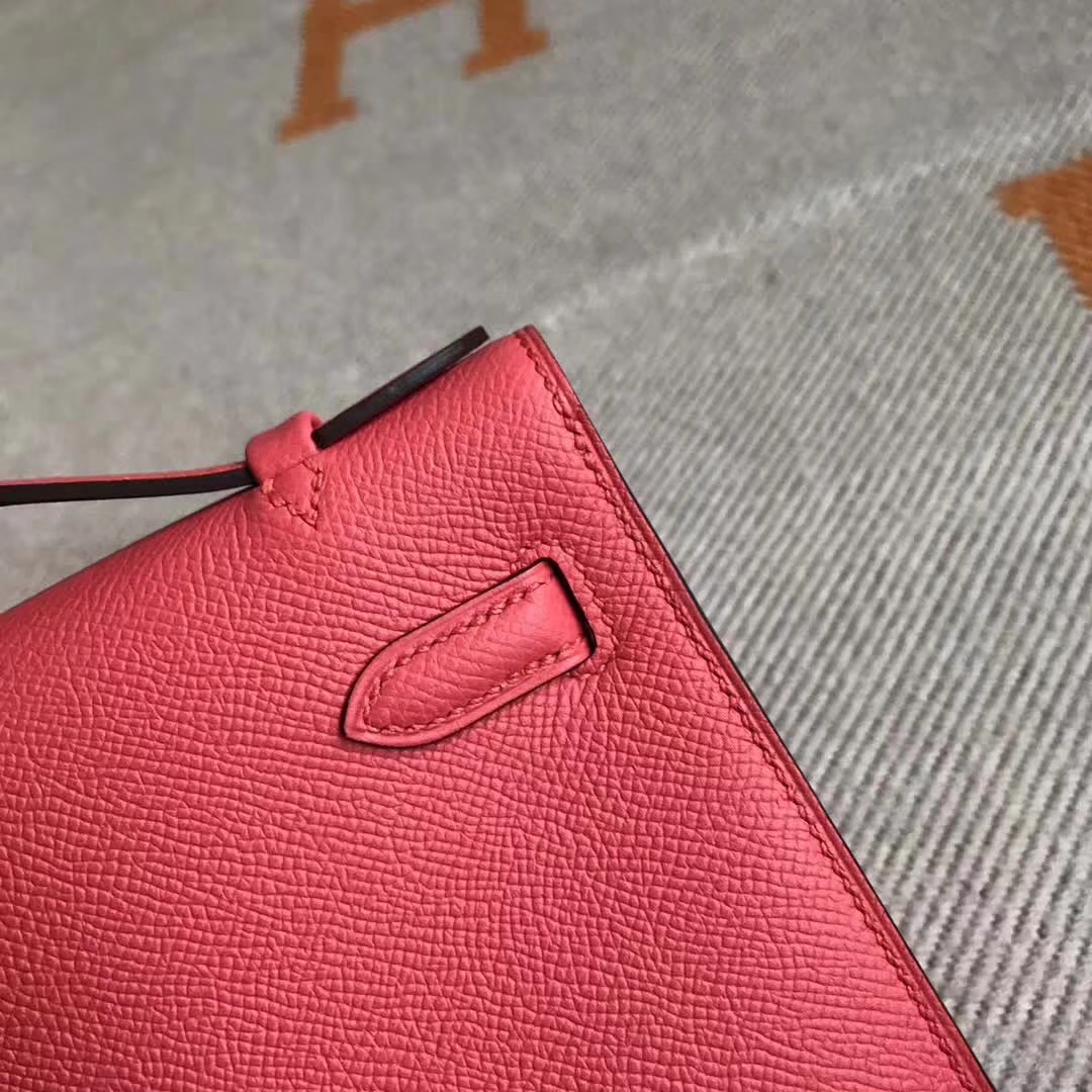 Discount Hermes T5 Peach Pink Epsom Calfskin Minikelly Pochette 22CM