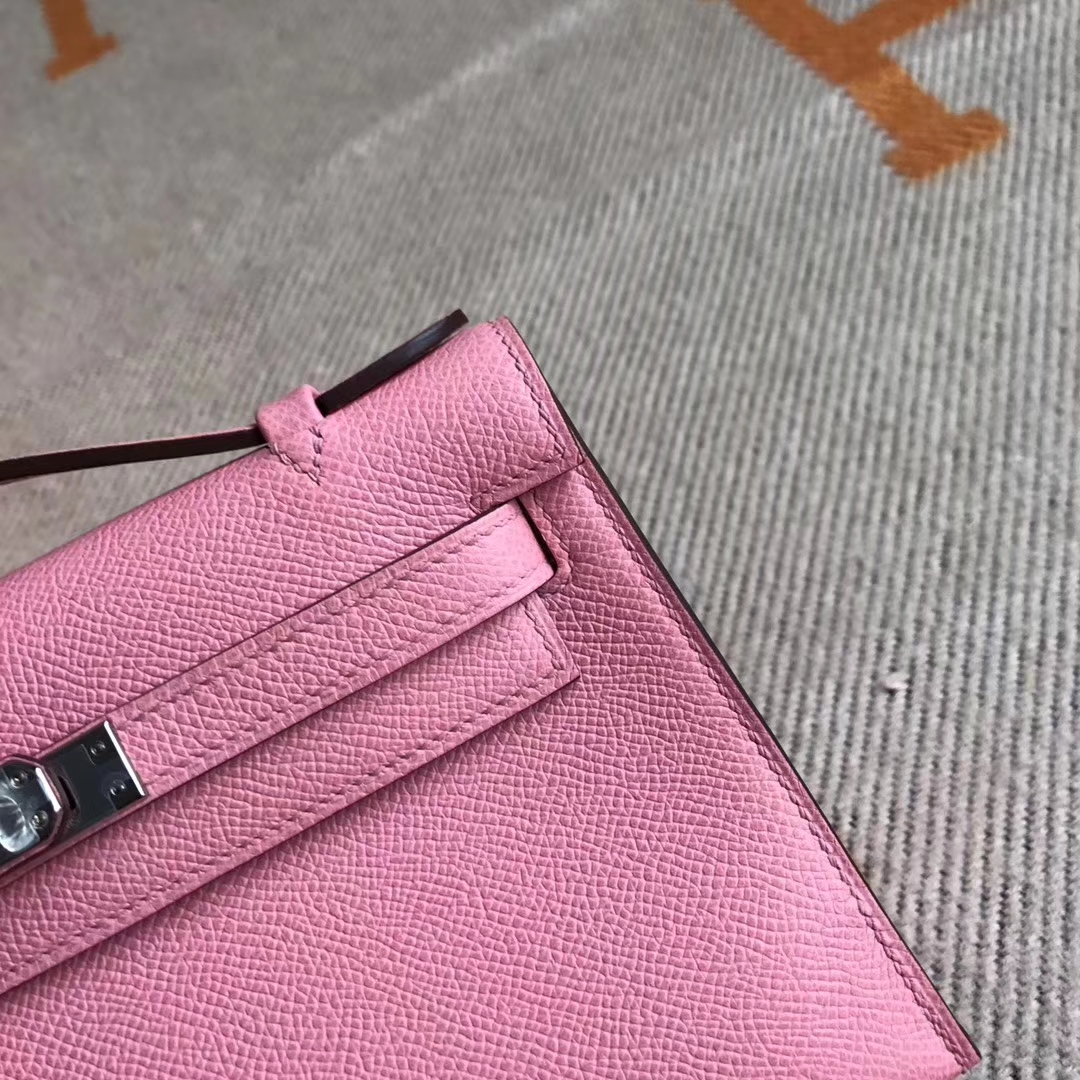 Discount Hermes 1Q Rose Confetti Epsom Calfskin Minikelly Clutch Bag22CM