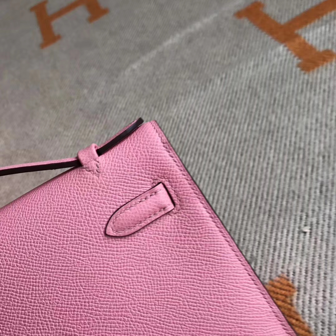 Discount Hermes 1Q Rose Confetti Epsom Calfskin Minikelly Clutch Bag22CM