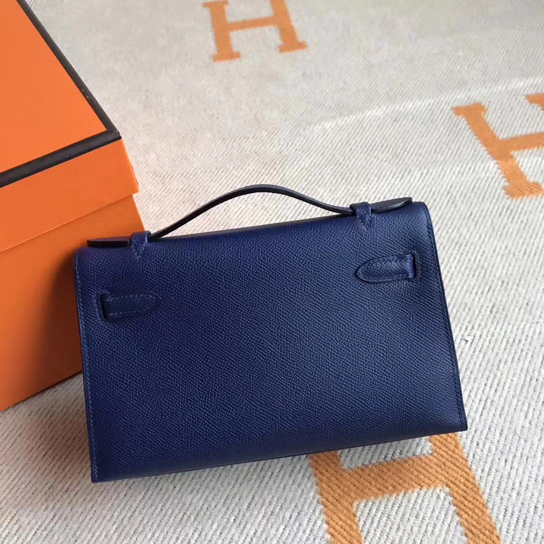 Wholesale Hermes 73 Blue Saphir Epsom Calfskin Minikelly Pochette 22CM