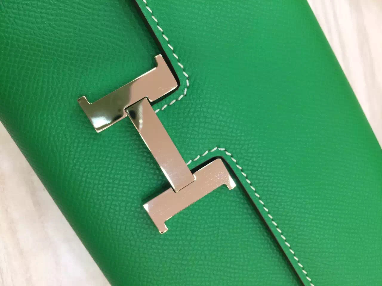Discount Hermes Original Epsom Leather Bamboo Green Constance Wallet Women&#8217;s Clutch Bag