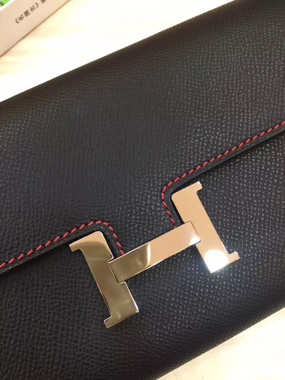 Luxury Hermes Black Epsom Leather Constance Wallet Long Purse 21CM