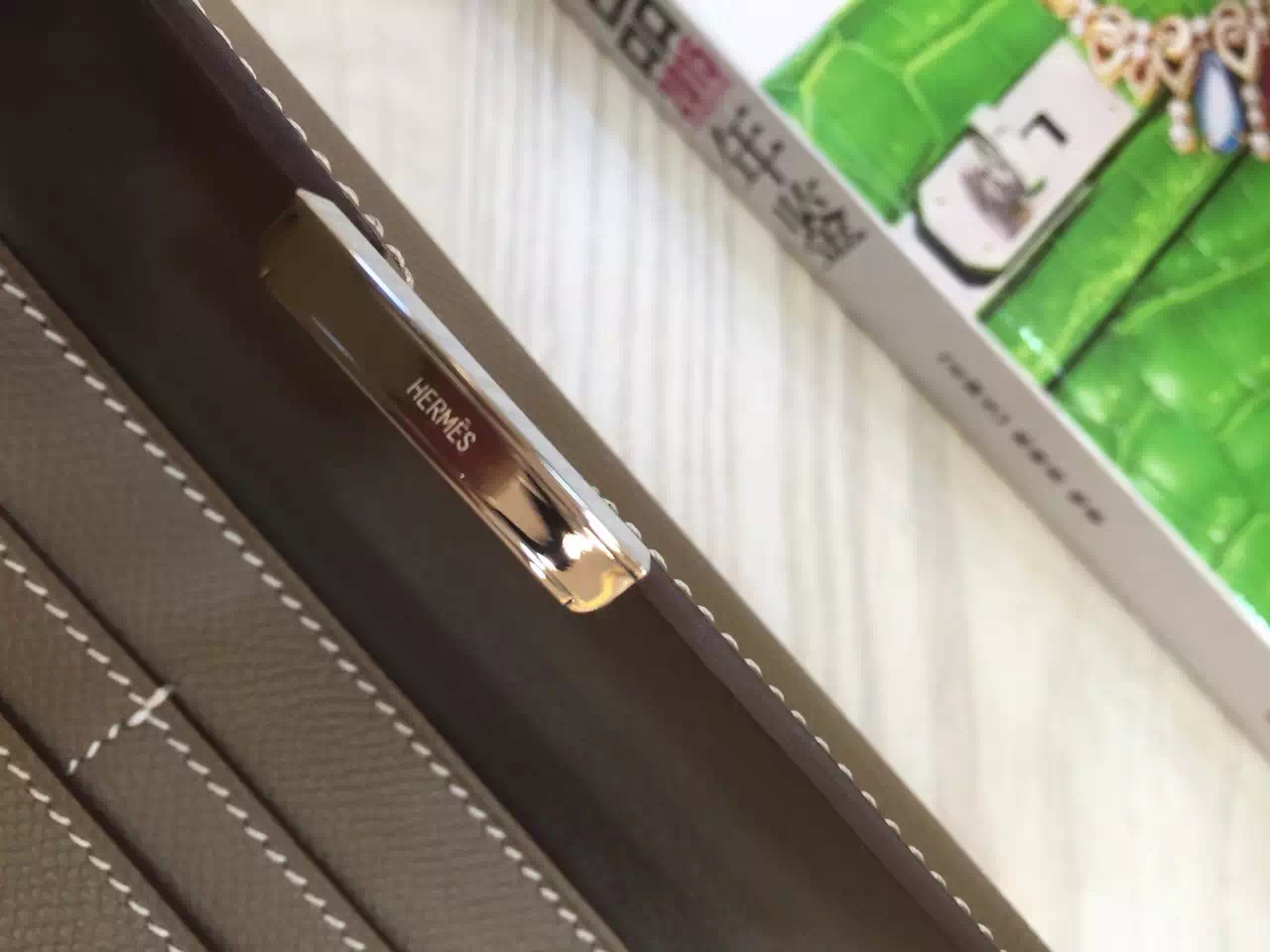 Hand Stitching Hermes Constance Wallet Etoupe Grey Epsom Leather Clutch Bag 21CM