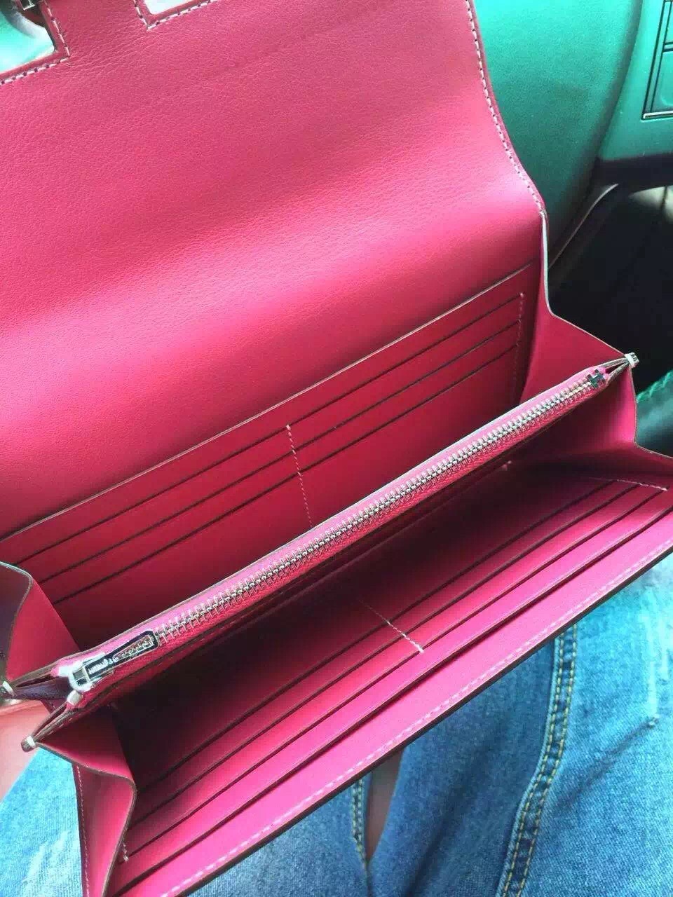 Customized Hermes Hot Pink Swift Leather Constance Wallet Women&#8217;s Clutch Bag