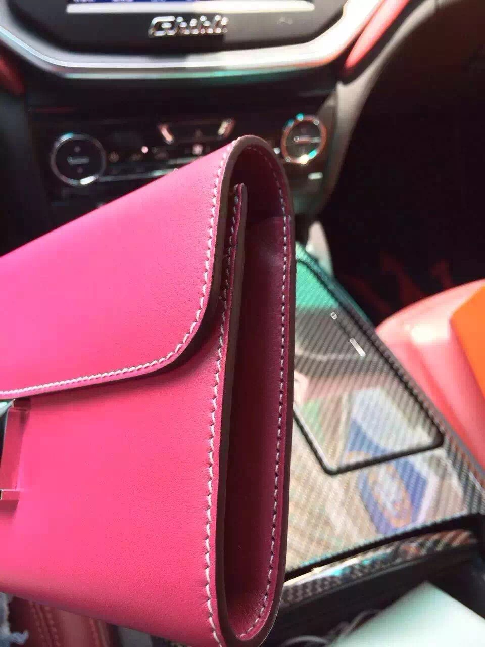 Customized Hermes Hot Pink Swift Leather Constance Wallet Women&#8217;s Clutch Bag