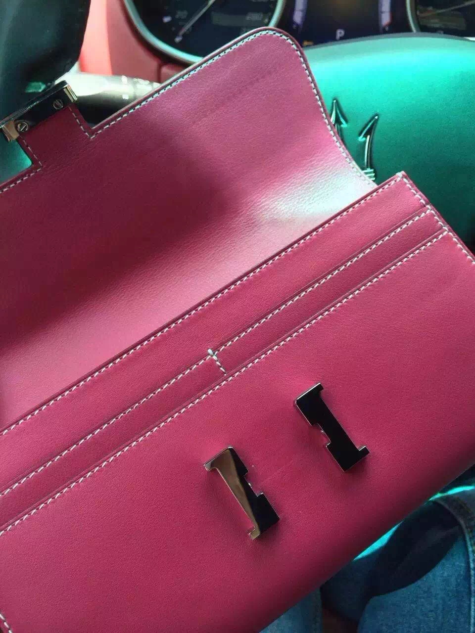 Customized Hermes Hot Pink Swift Leather Constance Wallet Women&#8217;s Clutch Bag
